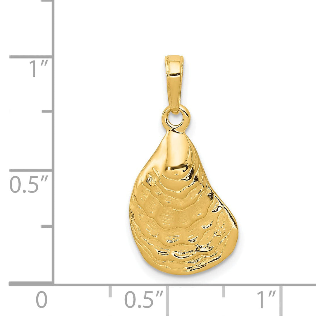 14k Yellow Gold Polished Finish Solid Oyster Shell Charm Pendant