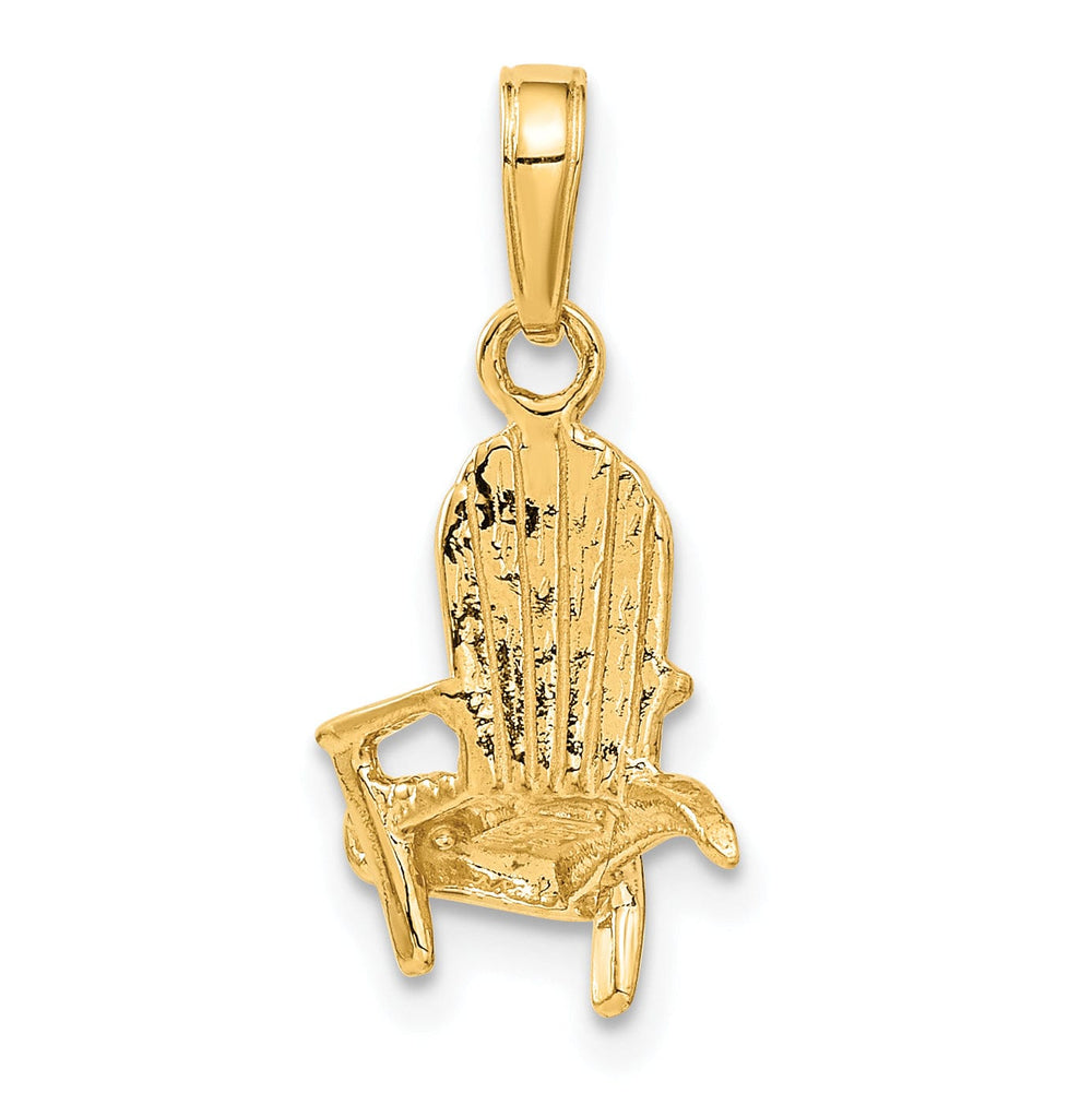 14K Yellow Gold Solid Polished Finish 3-Dimensional Adirondack Beach Chair Charm Pendant