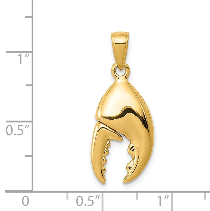14K Yellow Gold Polished Finish 3-Dimensional Moveable Stone Crab Claw Charm Pendant