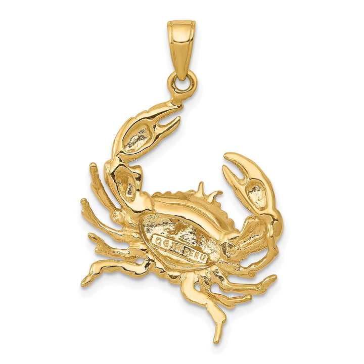 14k Yellow Gold Solid Polished Finish Stone Crab with Claw Extended Charm Pendant