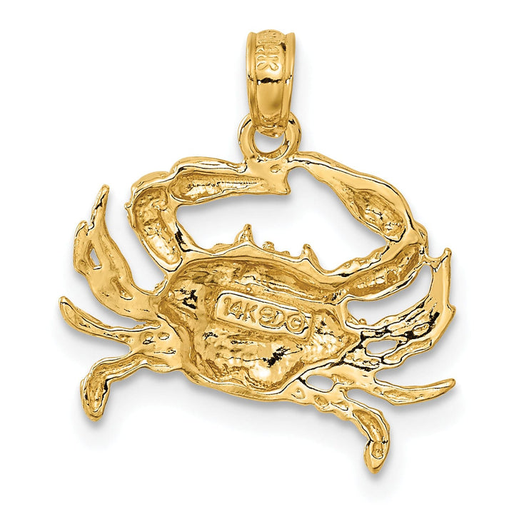 14k Yellow Gold Polished Finish Solid Blue Claw Crab Charm Pendant