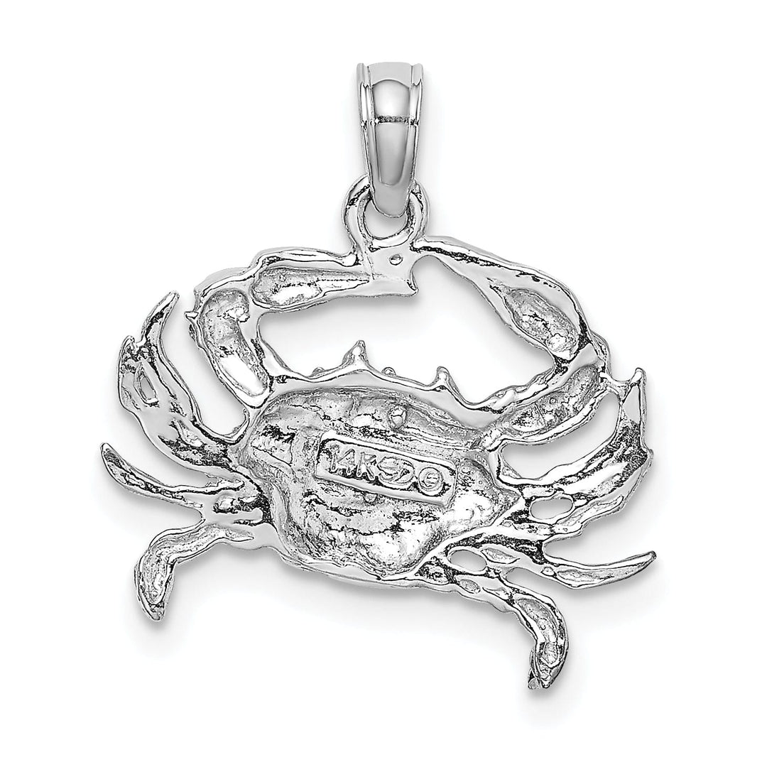 14k White Gold Solid Polished Finish Blue Claw Crab Charm Pendant