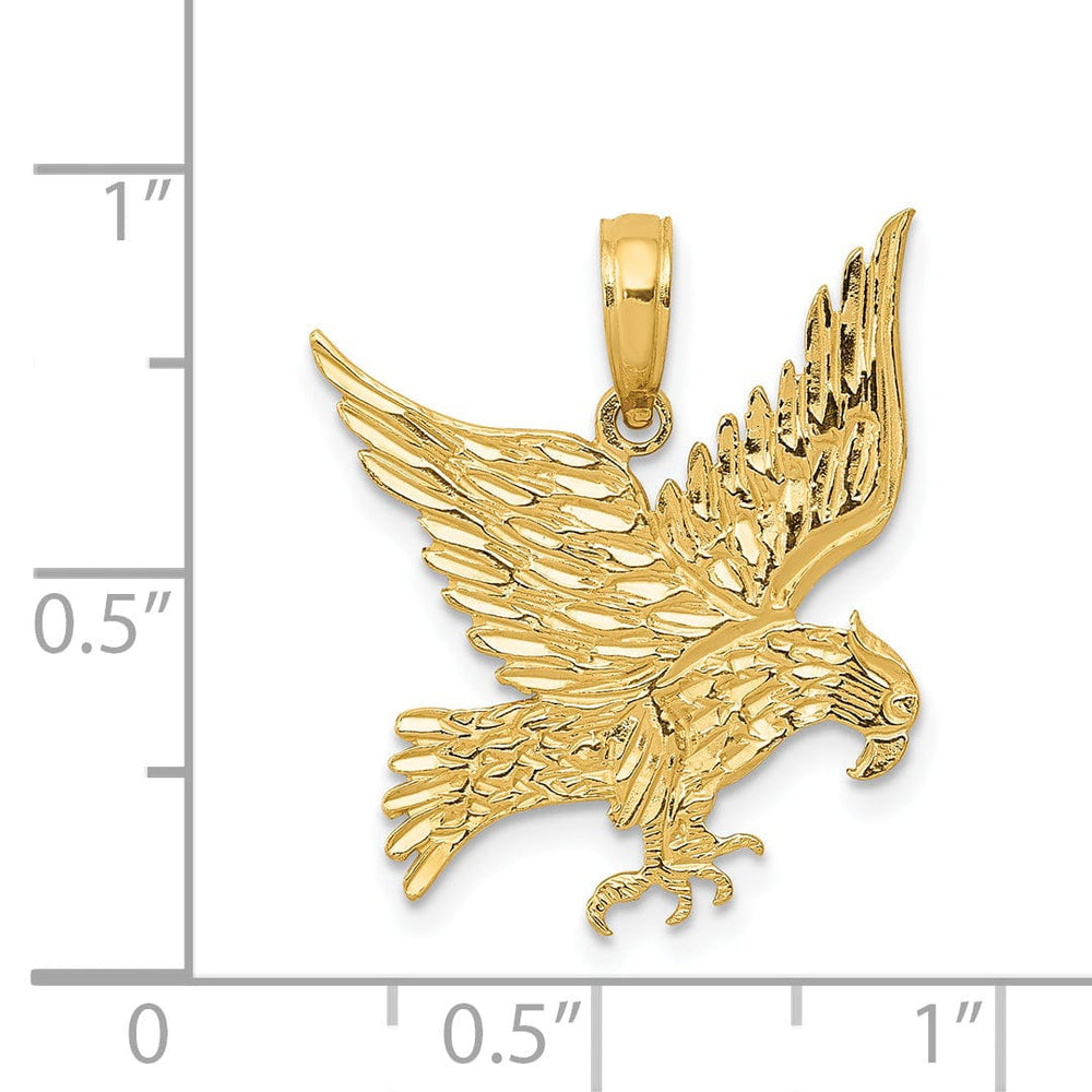 14k Yellow Gold Solid D.C Polished Finish Men's Eagle Pendant