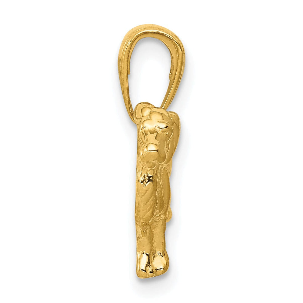 14k Yellow Gold Open Back Textured Polished Finish Solid Springer Spaniel Dog Charm Pendant