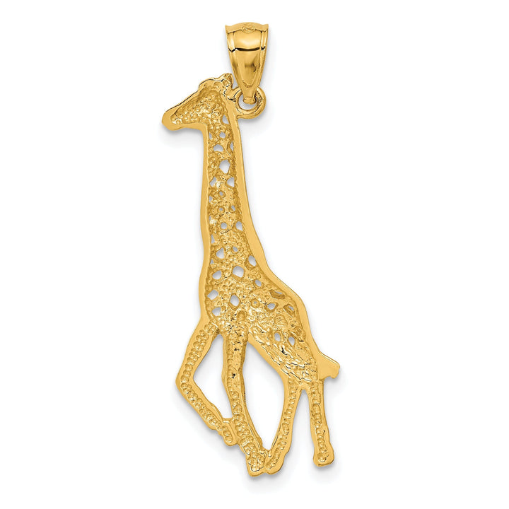 14k Yellow Gold Solid Polished Finish Giraffe Cut Out Design Charm Pendant
