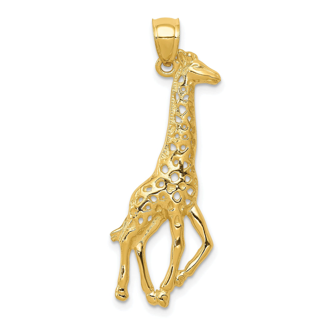 14k Yellow Gold Solid Polished Finish Giraffe Cut Out Design Charm Pendant