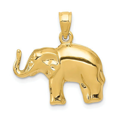 14k Yellow Gold Polished Finish Elephant Charm Pendant