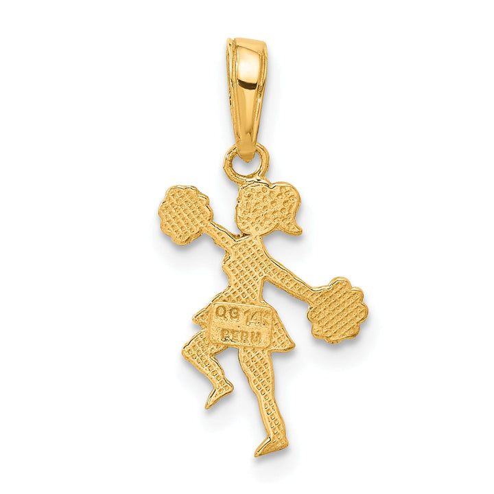 14k Yellow Gold Cheerleader with Pom Poms Charm