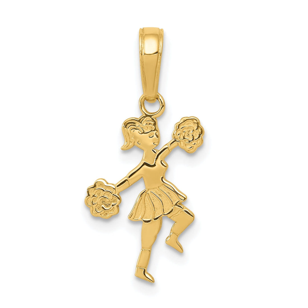 14k Yellow Gold Cheerleader with Pom Poms Charm