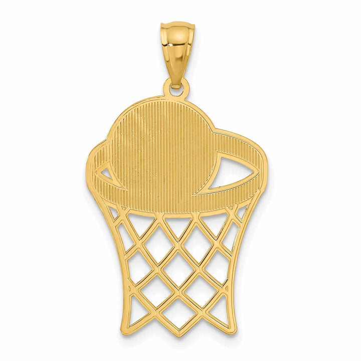 14 Yellow Gold Basketball in Hoop Charm Pendant