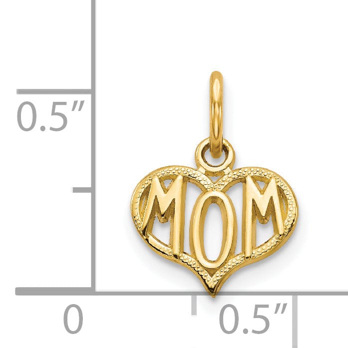 14k Yellow Gold Mom Charm Pendant