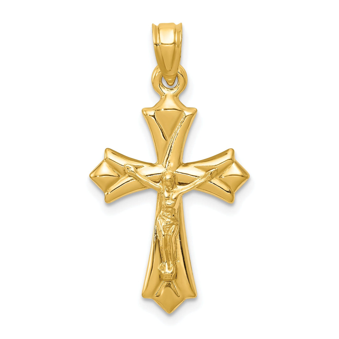 14k Yellow Gold Reversible Crucifix Cross Pendant