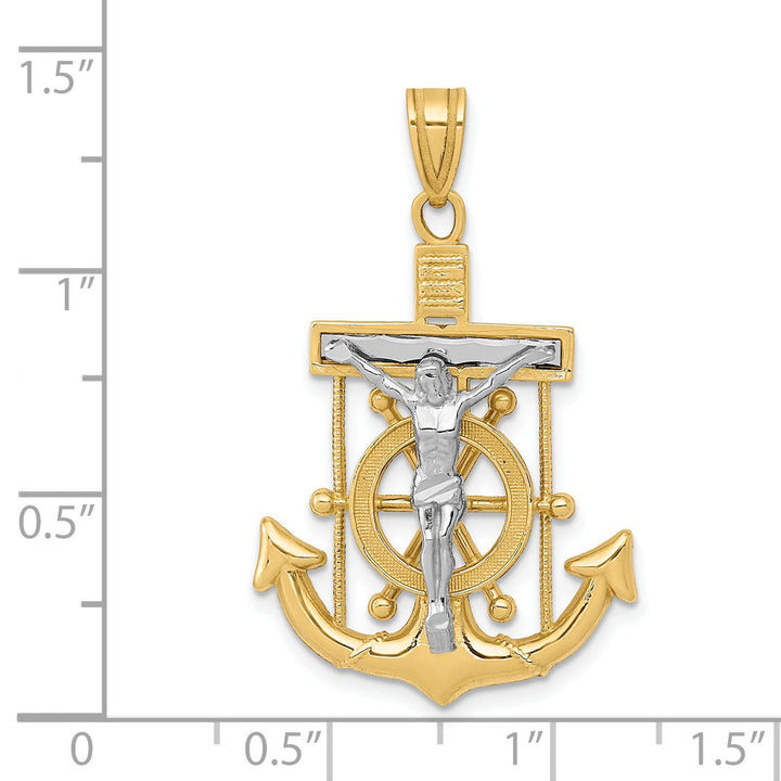 14k Two tone Gold Mariner's Cross Pendant