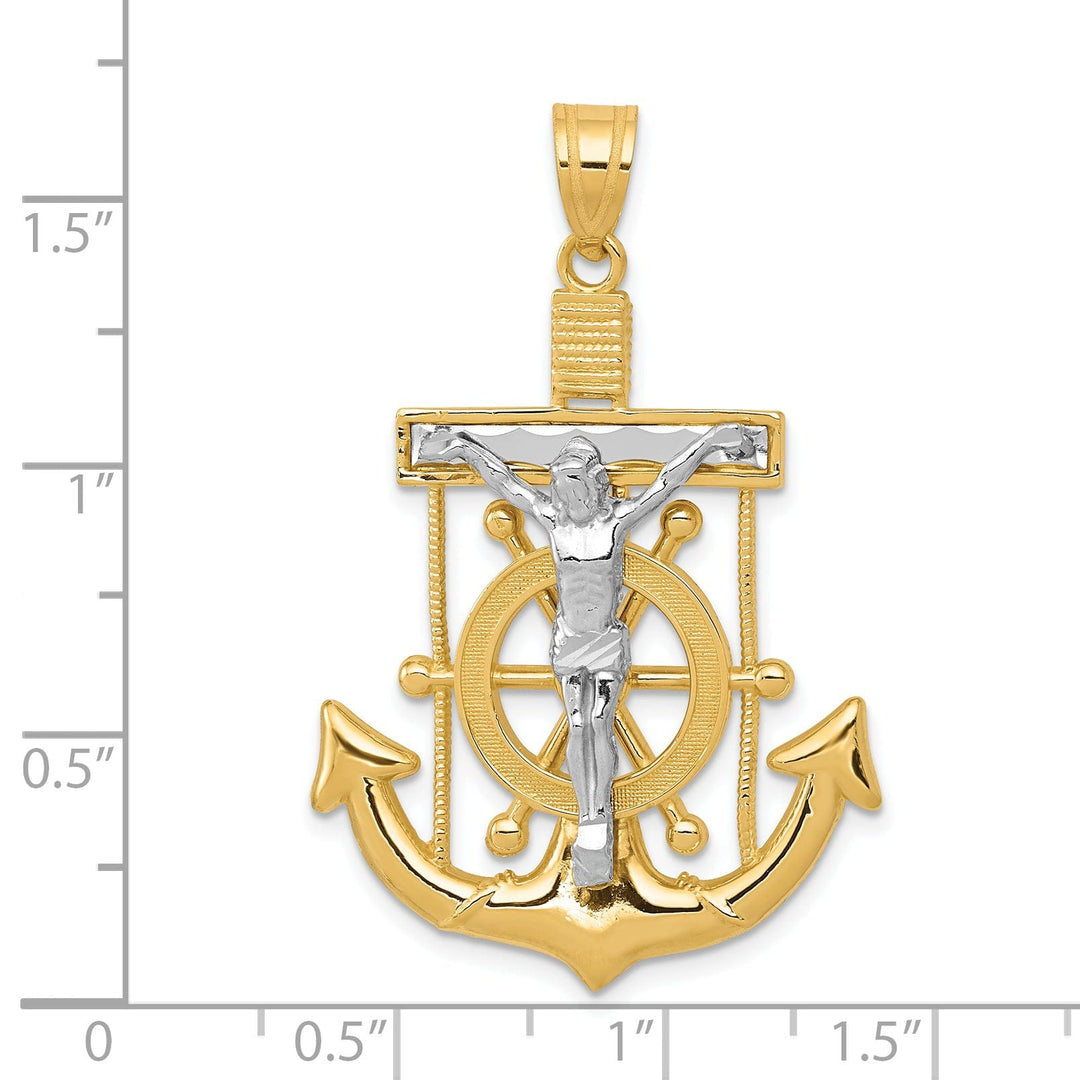 14k Two tone Gold Mariner's Cross Pendant