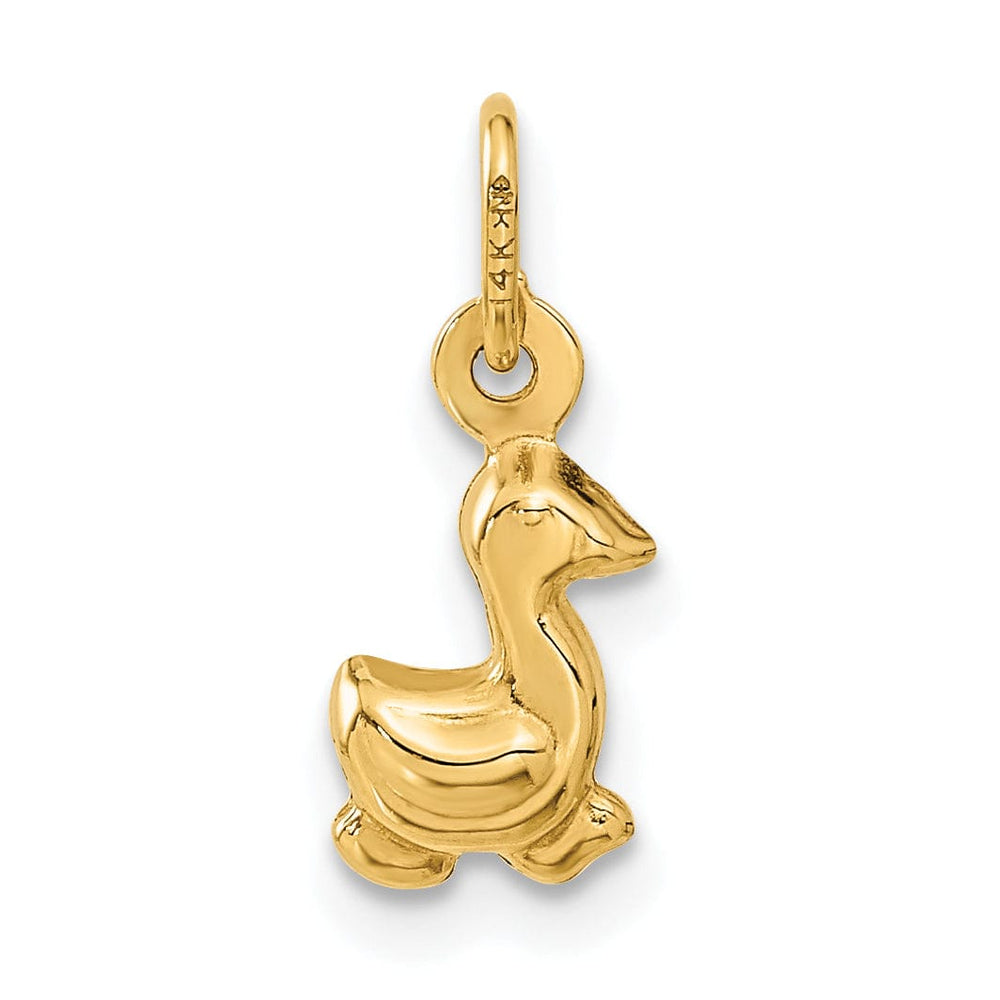Solid 14k Yellow Gold 3-D Duck Charm Pendant