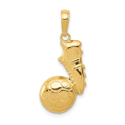14k Yellow Gold Kicking Soccer Ball Pendant