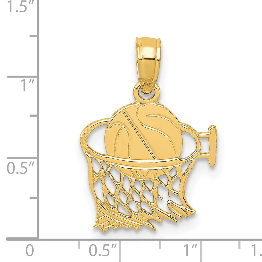 14k Yellow Gold Basketball in Net Charm Pendant