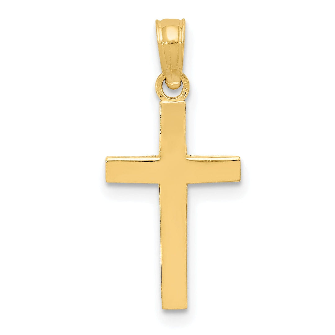 14k Yellow Gold Beveled Cross Charm
