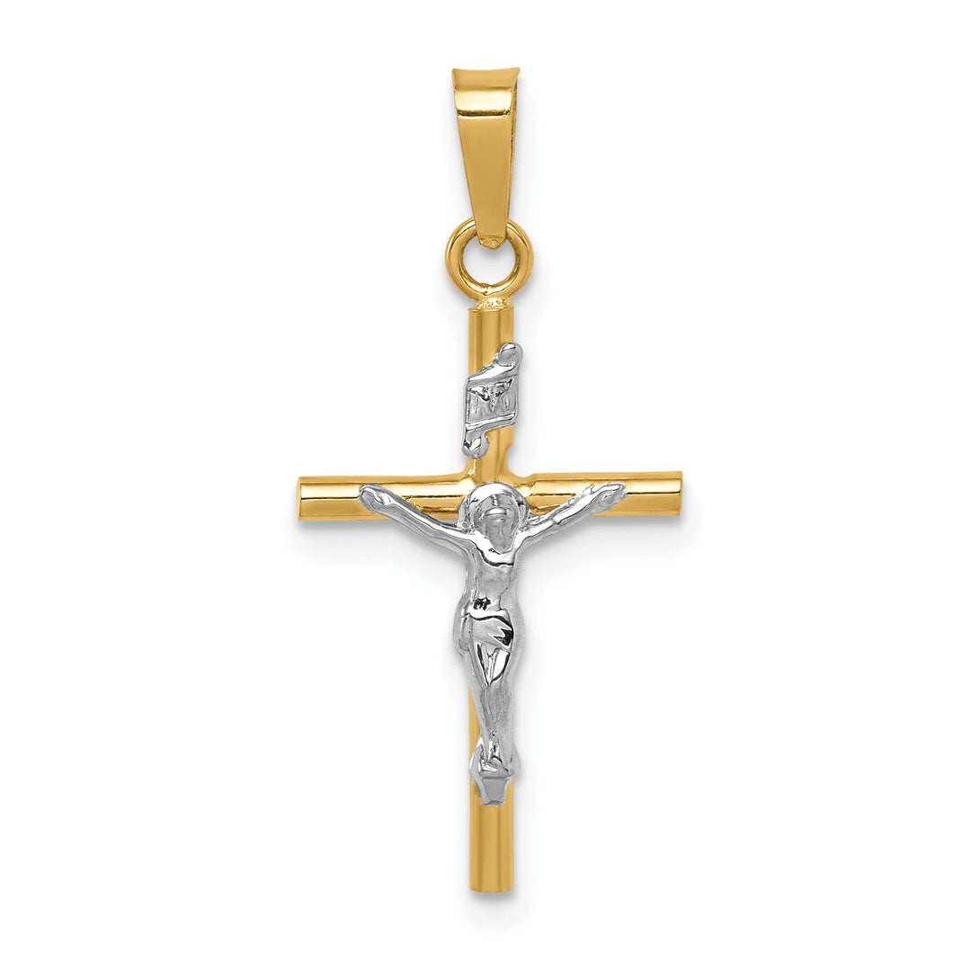 14k Two-tone INRI Crucifix Pendant