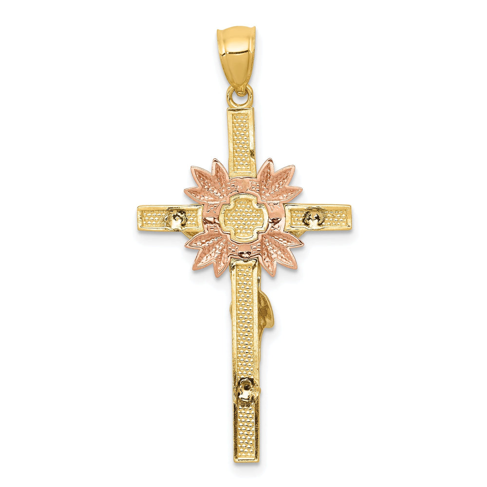 14k Tri-Color Gold Celtic Crucifix Cross Pendant