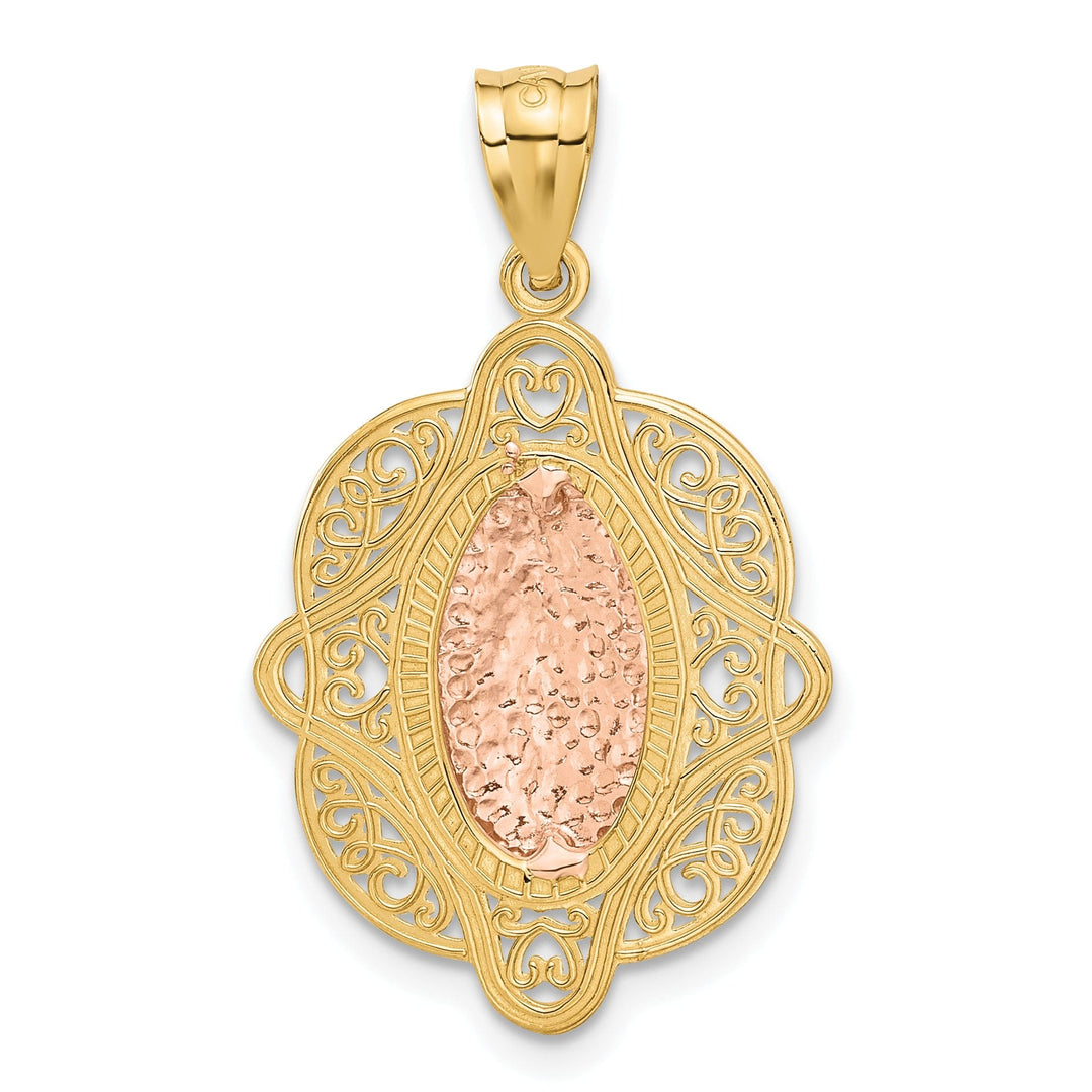 14k Two Tone Rose Gold Virgin Mary Pendant