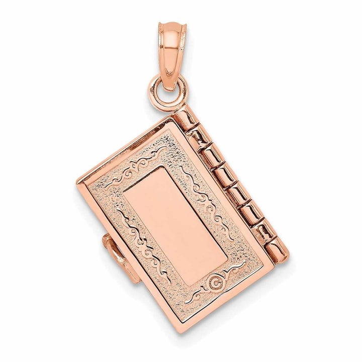 14K Rose Gold Polished Moveable 3-D Lord's Prayer Holy Bible Pendant