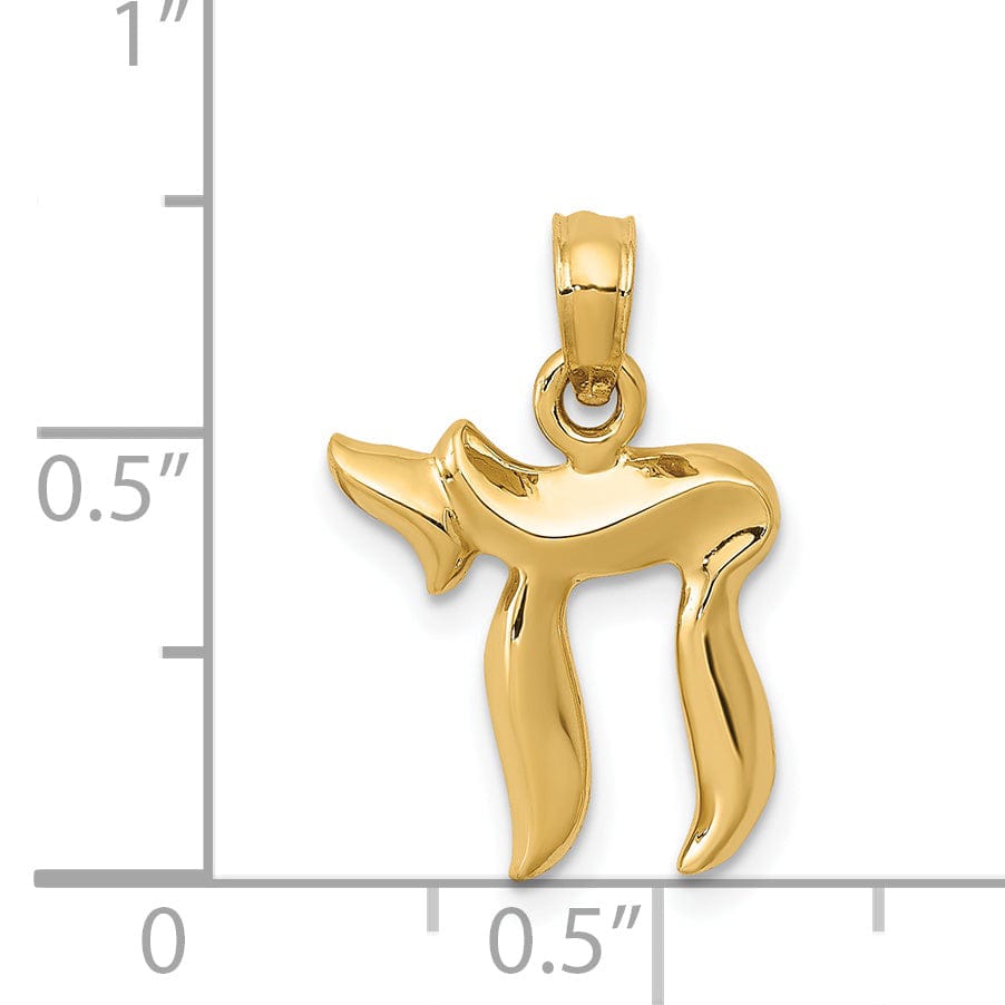 14k Yellow Gold Polished Finish Unisex Solid Chai Design Charm Pendant