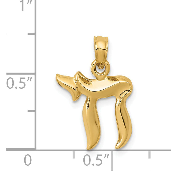 14k Yellow Gold Polished Finish Unisex Solid Chai Design Charm Pendant