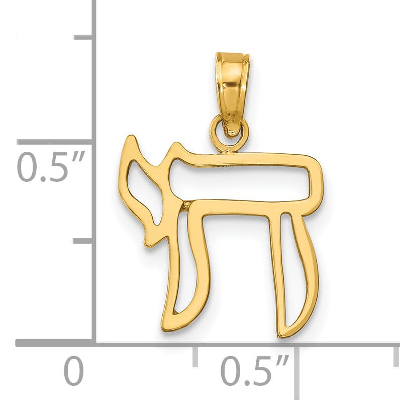 14k Yellow Gold Polish Finish Solid Cut Out Chai Design Charm Pendant