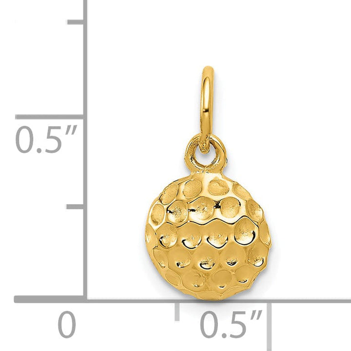 Solid 14k Yellow Gold Golf Ball Charm Pendant