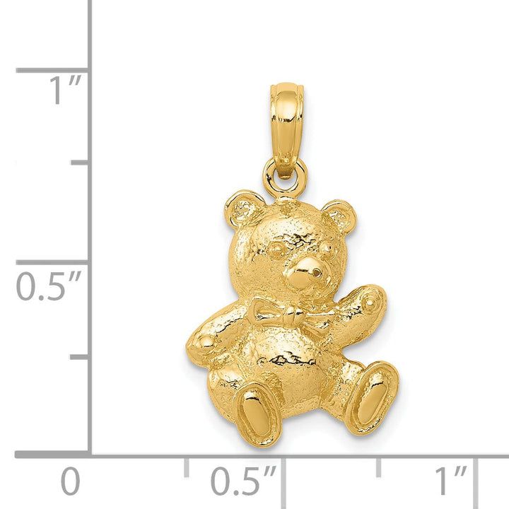 Solid 14k Yellow Gold Teddy Bear Charm Pendant