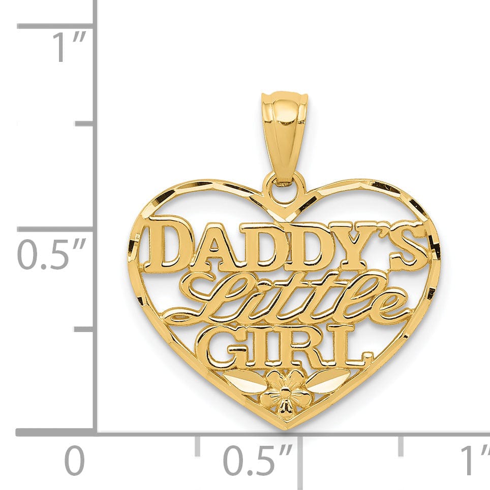14k Yellow Gold Daddy Little Girl Heart Pendant