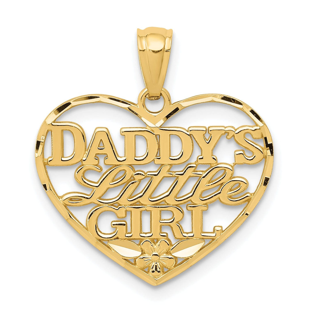 14k Yellow Gold Daddy Little Girl Heart Pendant