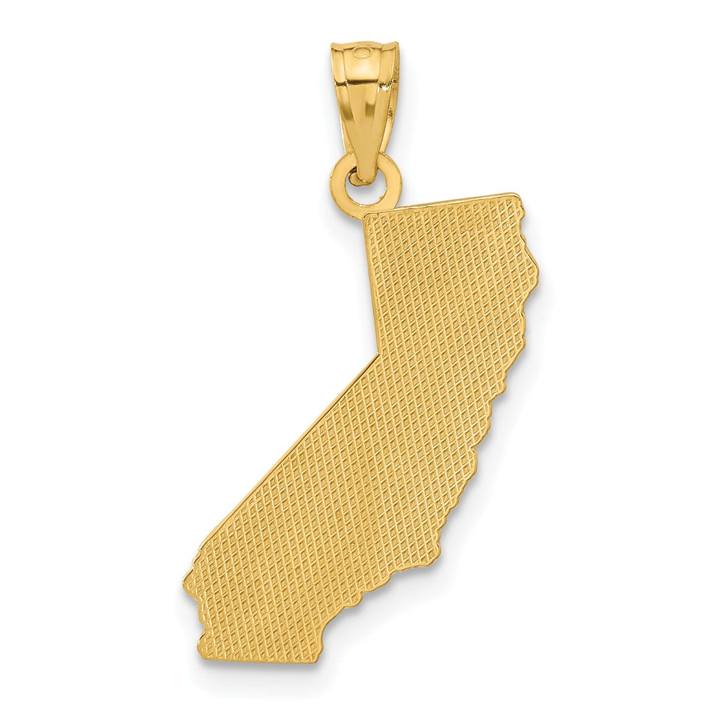 14k Yellow Gold Solid Polished Textured Finish Map State of CALI GIRL Design Charm Pendant