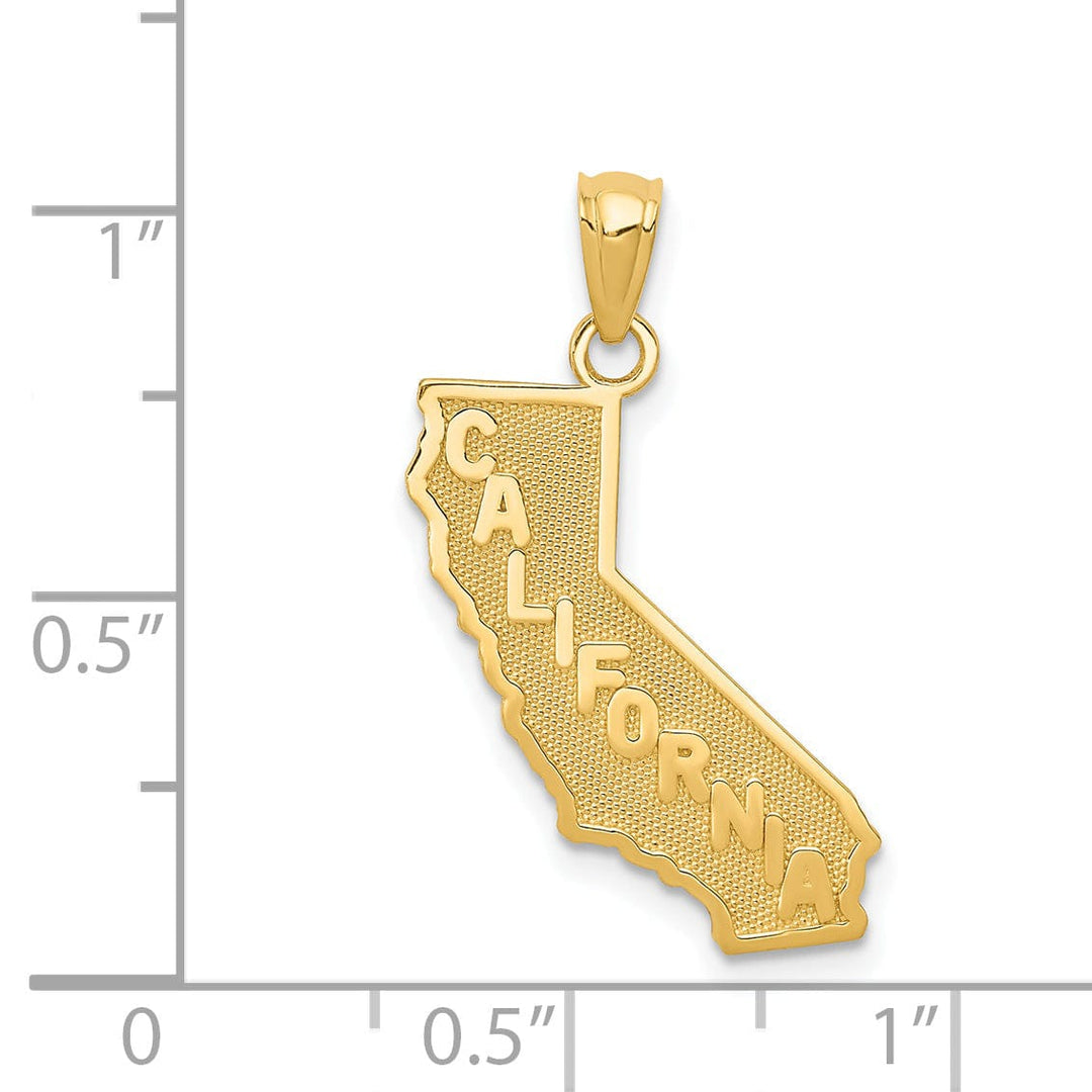 14k Yellow Gold Solid Polished Finish Map State of CALIFORNIA Design Pendant