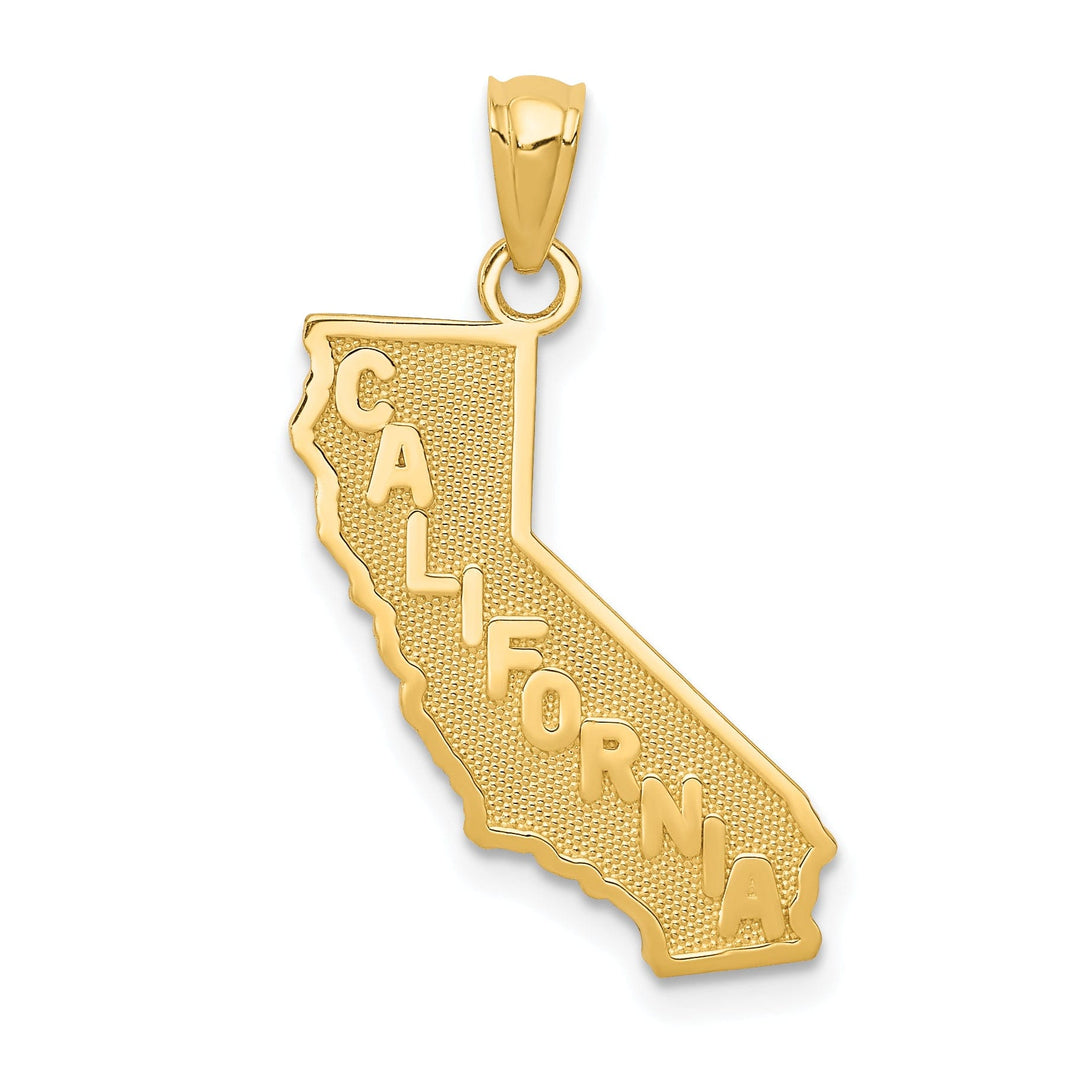 14k Yellow Gold Solid Polished Finish Map State of CALIFORNIA Design Pendant