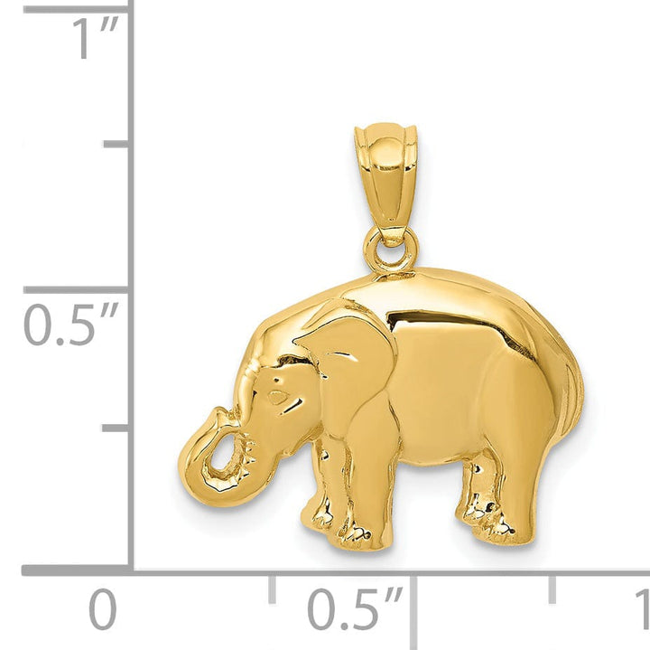 14k Yellow Gold Polished Finish Elephant Solid Charm Pendant