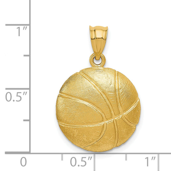 Solid 14k Yellow Gold Basketball Charm Pendant