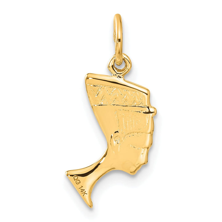 14K Yellow Gold Satin Front Finished and Polished Back Finish Queen Nefertiti Charm Pendant