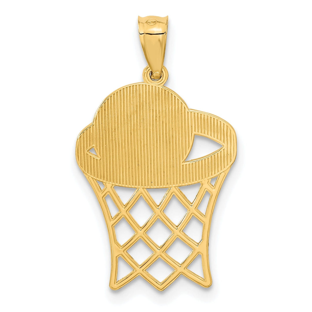 14k Yellow Gold Basketball in Net Charm Pendant