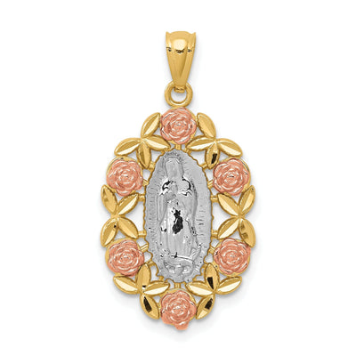 14k Two Tone Gold Guadalupe Pendant