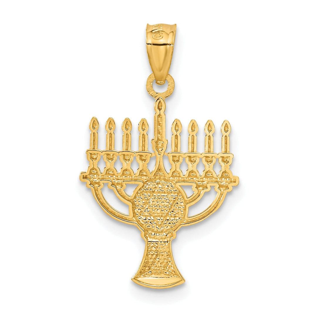 14K Yellow Gold Polished Finish Menorah Star of David Symbol Pendant