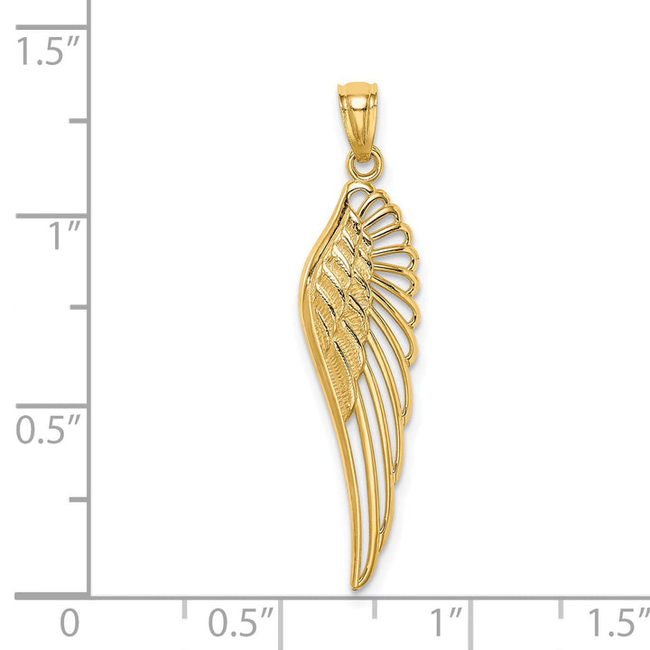 14K Yellow Gold Polished Finish Solid Men's Angel Wing Pendant