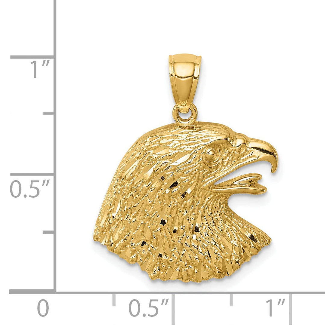 14k Yellow Gold Solid Polished Finish Eagle Head Men's Pendant