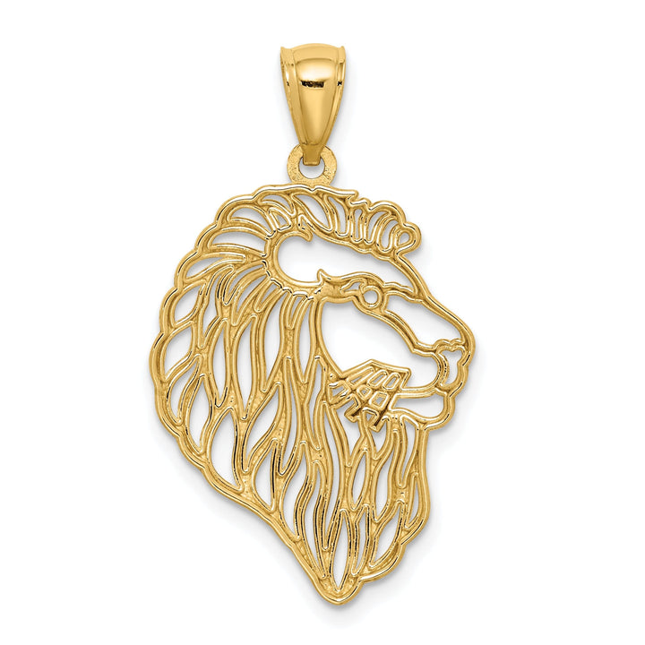 14K Yellow Gold Solid Polished D.C Lion Head Design Charm Pendant