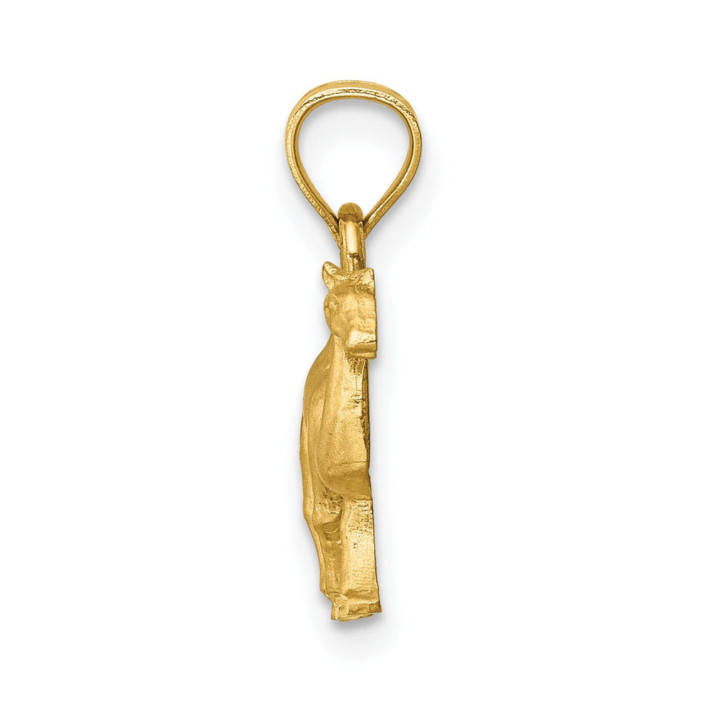 14K Yellow Gold Solid Brushed Diamond Cut Finish Camel Walking Charm Pendant