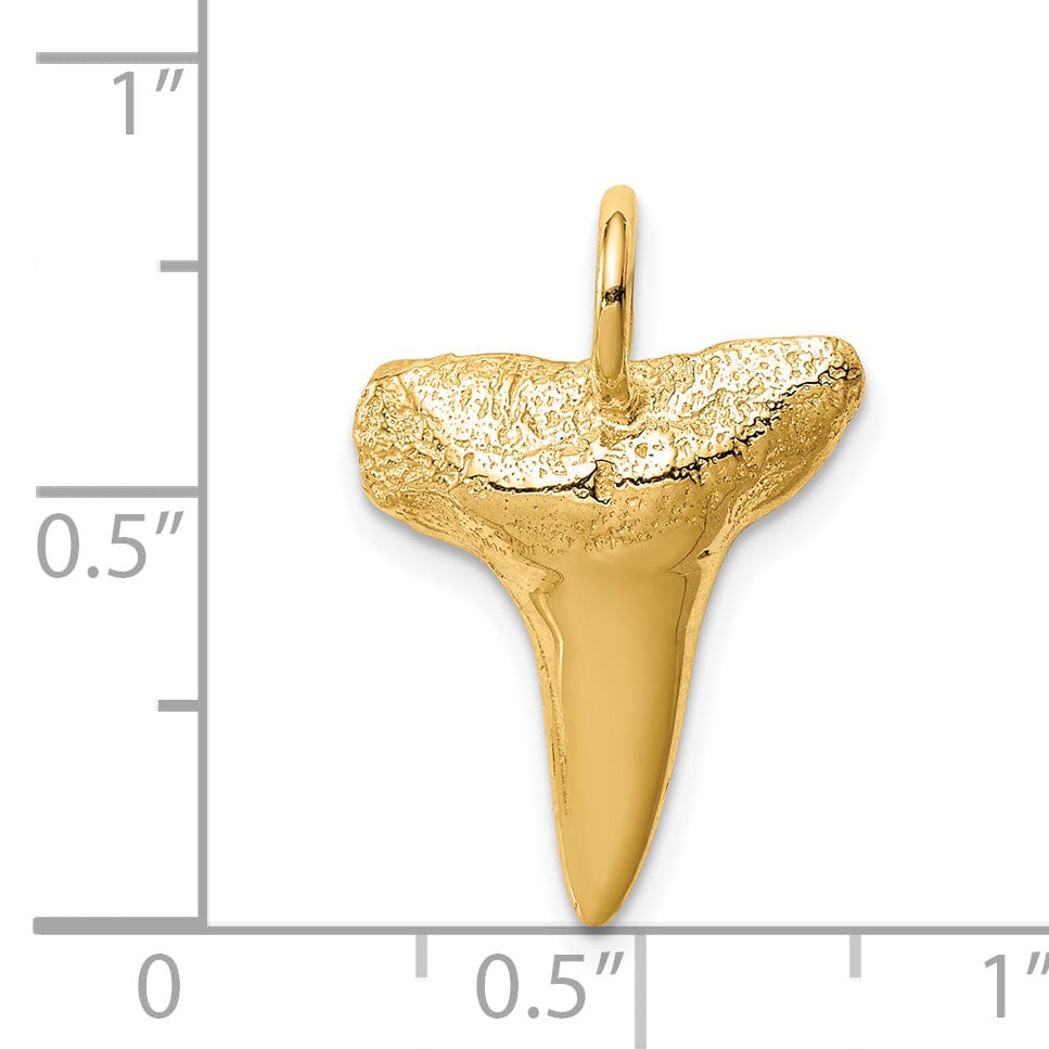 14K Yellow Gold Solid Polished Finish Shark Tooth Charm Pendant