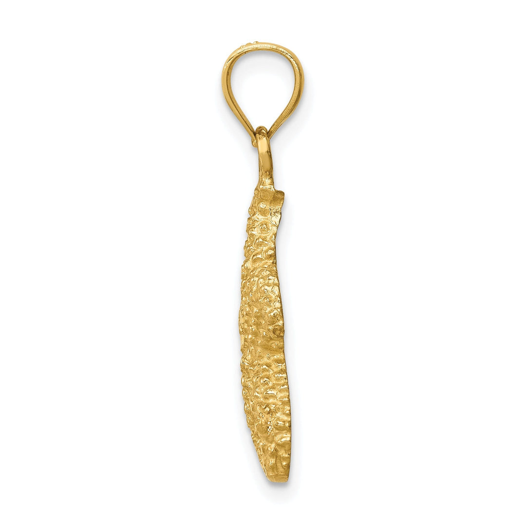 14K Yellow Gold Solid Polished Starfish Charm Pendant