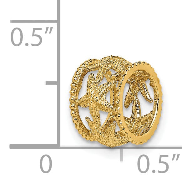 14K Yellow Gold Solid Polished Finish Starfish Design Slide Pendant