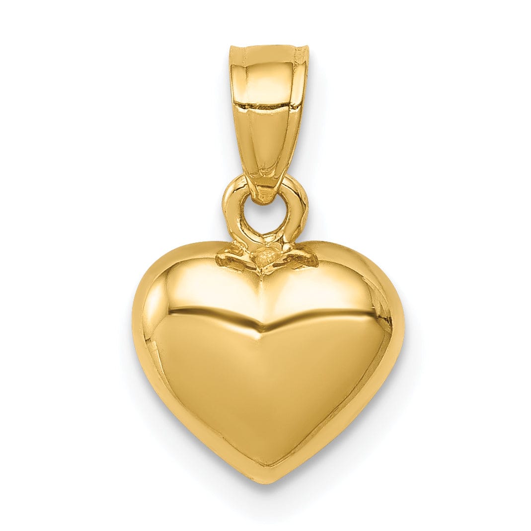 14K Yellow Gold Solid Polished Finish Concave One sided Heart Design Charm Pendant